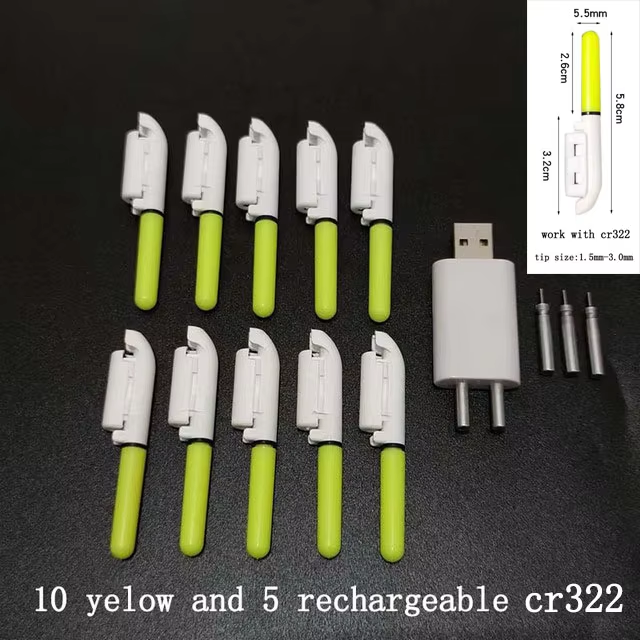 10 st/parti elektronisk ljuspinne med uppladdningsbart batteri, klämma på fiskespö, lysande lampa  a578  cr322 / cr425: Violett/紫罗兰