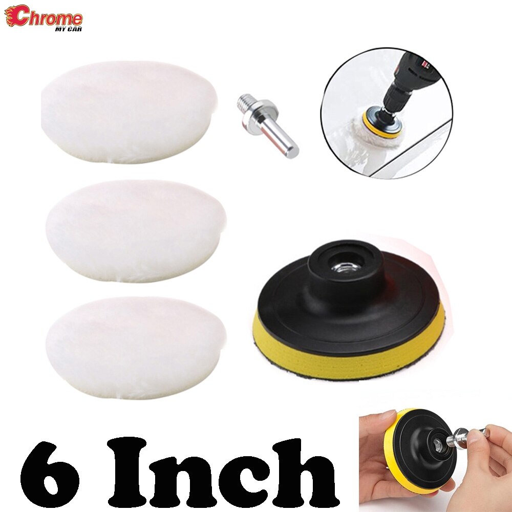 5X Car Polishing Disc Buffing Polishing Pads Wool Drill Adapter Wheel Waxing Pad M14 6 Inch For Electric Drill Auto Polisher