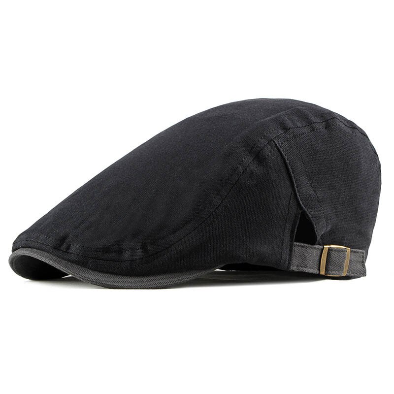 Herfst Katoen Mannen Baret Patchwork Platte Cap Driver Retro Krantenverkoper Caps Boina Casual Ivy Flatcap Cabbie Baretten Hoeden: Black