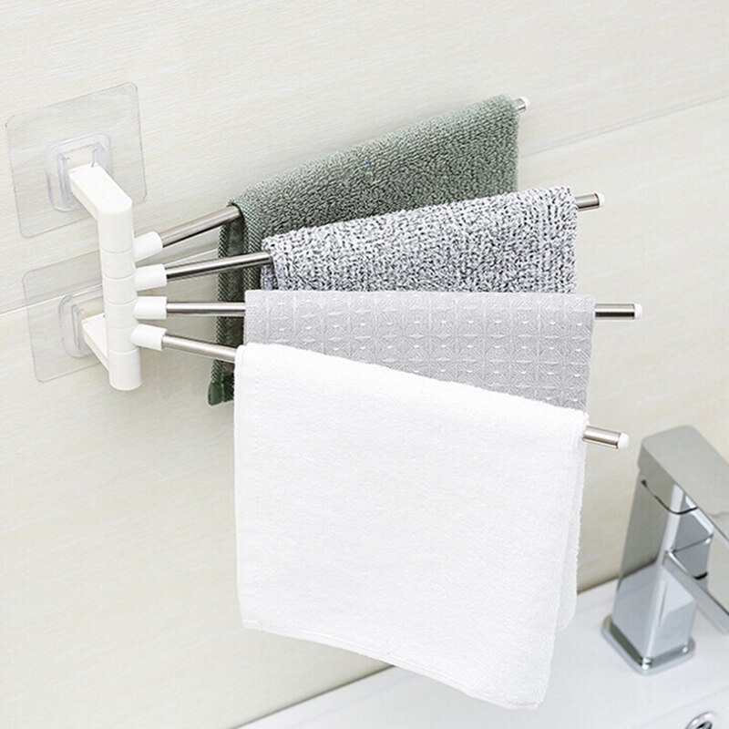 1pc håndklædeholdere i rustfrit stål punch-fri pasta roterende køkken badeværelse skab skab bøjle håndklædeholder: Default Title
