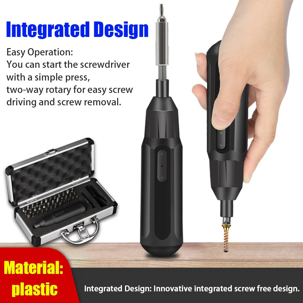 3.6V Ergonomic Home USB Rechargeable Battery Operated Portable S2 Screw Bits Manual Electric Screwdriver Repair Labor Saving