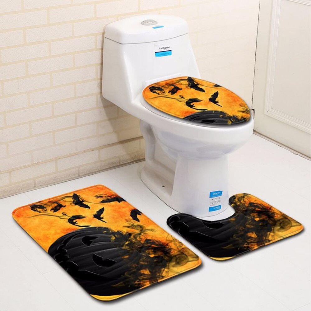 Ensemble de 3 pièces couverture de siège de toilette | Tapis de salle de bain, tapis de décoration de la maison, tapis de porte absorbant et antidérapant, tapis de flanelle