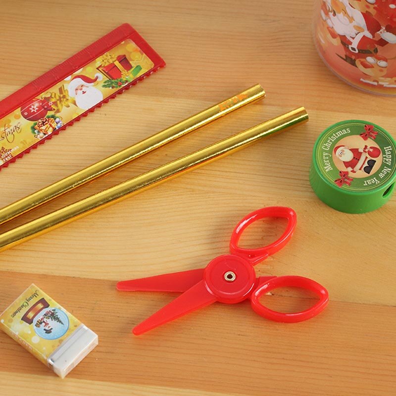 5 teile/satz Weihnachten Schreibwaren einstellen Santa Stift Halfter Bleistift Kombination einstellen Schüler Schule Schreibwaren Bleistift Radiergummi