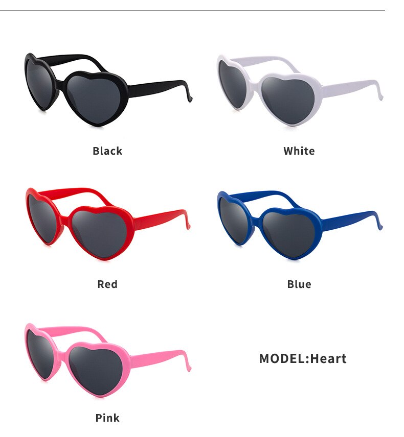 Gafas de sol con forma de corazón para conductores, lentes de sol con efectos especiales de amor, rojo, igual que en forma de corazón, para motocicleta