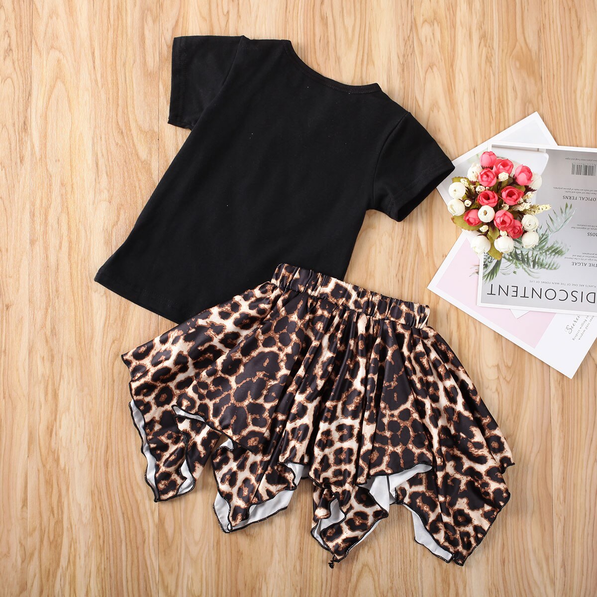 2 pièces ensemble 1-6T enfants vêtements infantile enfants bébé copines Shorts manches hauts chemise jupes irrégulières tenues léopard