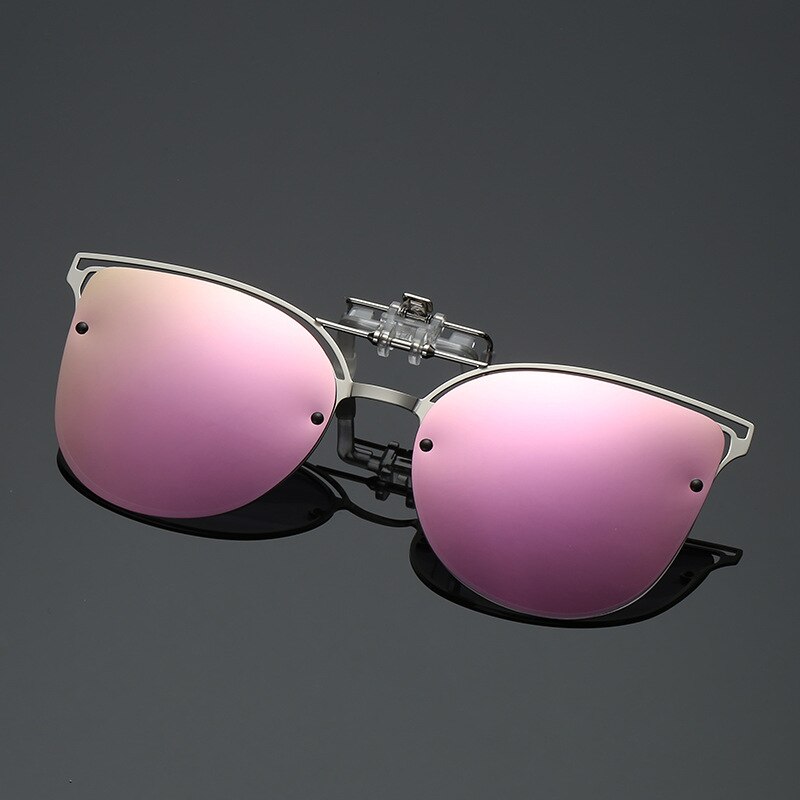Yooske luksus polariseret klip på solbriller kvinder, der kører nattesyn linse kat øje solbriller damer briller med pose klud: Lyserød