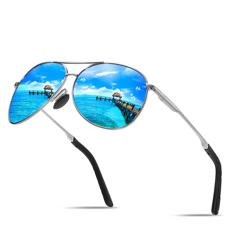 Sunglasses Fishing Driving Sunglasses Brand Men UV400 Polarized Square Metal Frame Male Sun Glasses
