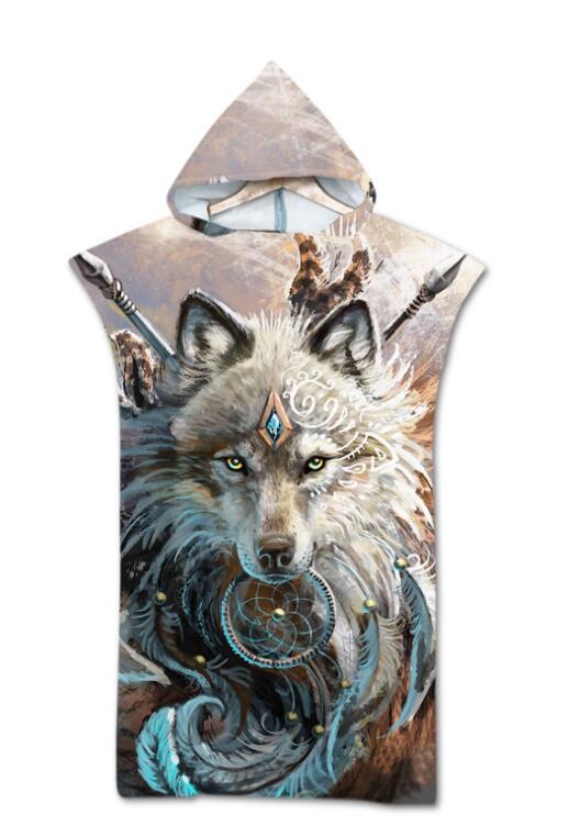 Mode Sneldrogend Veranderende Gewaad Strand Handdoek Dier Patroon Hooded Badhanddoek Poncho Badjas Handdoeken Volwassen Sport Mantel