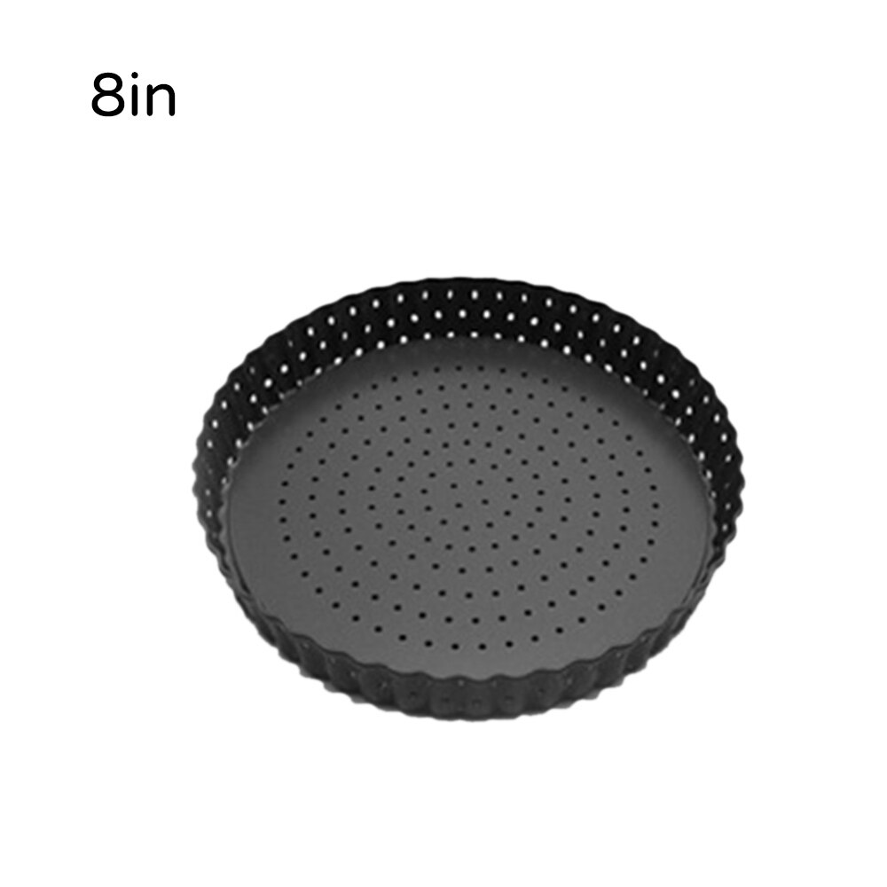 5/8/9 Inch Pizza Pans for Oven Removable Bottom Non-Stick Pizza Baking Tray with Holes Bakeware Baking Tool Kitchen Accessories: black 8inch