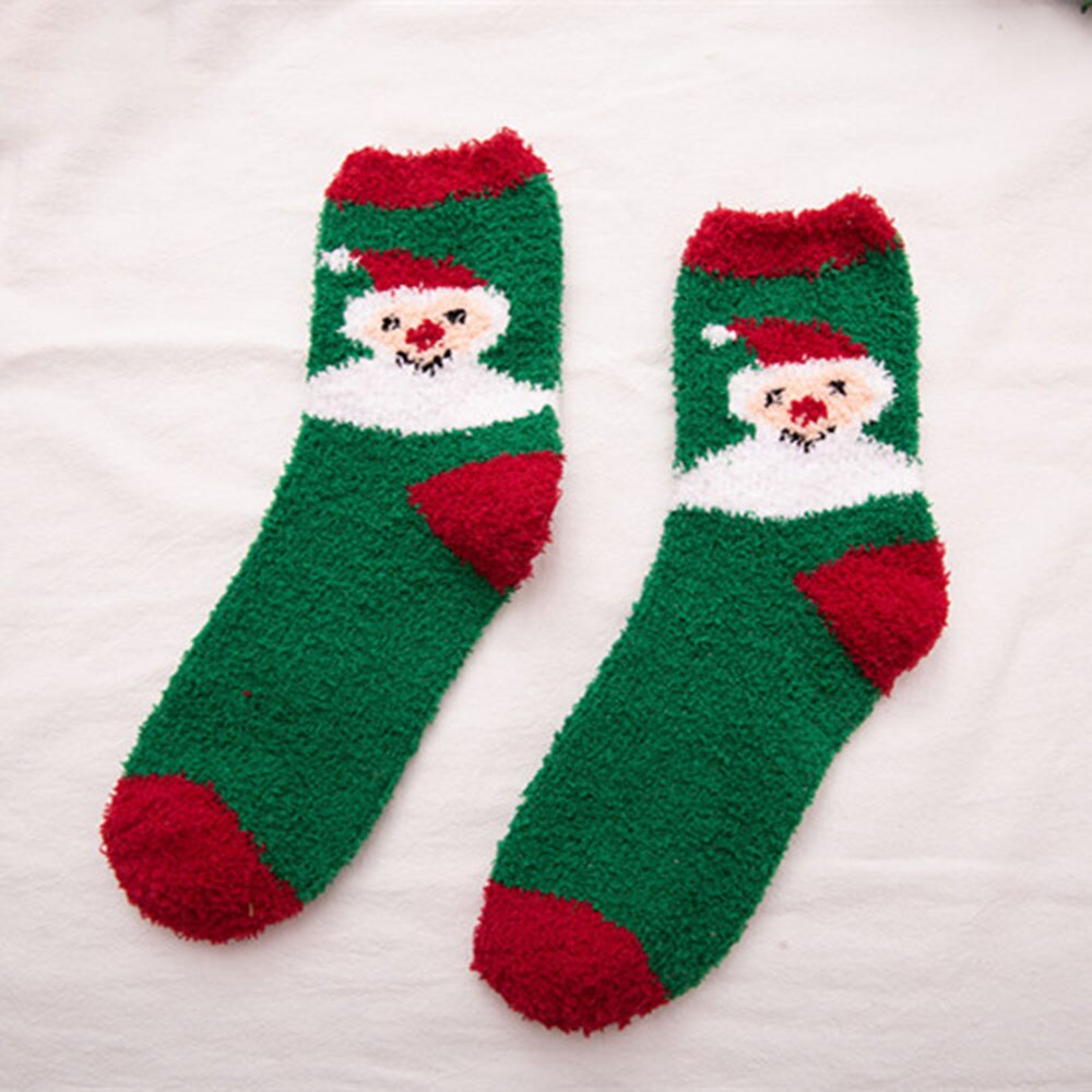 1 Paar Warm Vrouwen Mannen Sokken Kerstcadeau Sok Leuke Dikke Coral Fleece Volwassen Herfst En Winter Kerst Sokken: 10