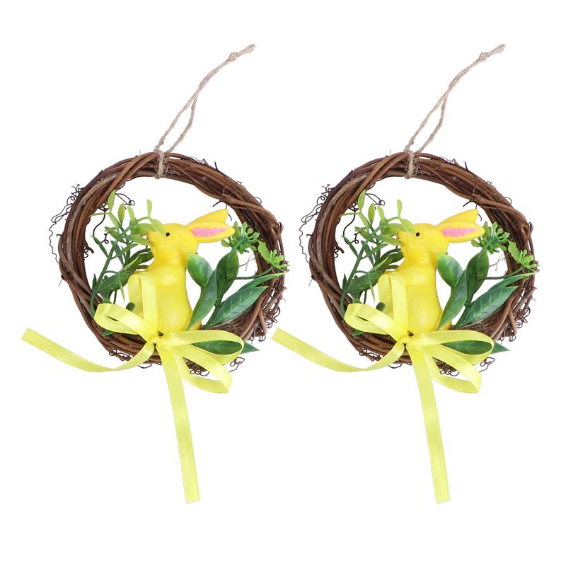 2pcs Easter Wall Hanging Garland Wreath Pendant Artificial Easter Garland: Default Title