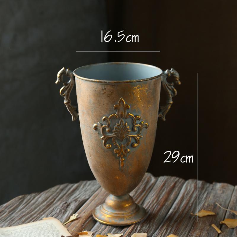 Gylden årgang gammel smijern vase blomst sølv europeisk blomsterpotte beger klassiske blomster ornamenter