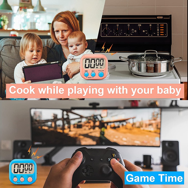 Classroom Timer for Kids ,Kitchen Timer for Cooking,Egg Timer,Magnetic Digital Clock Timer for Teacher,Study - 4 Pack