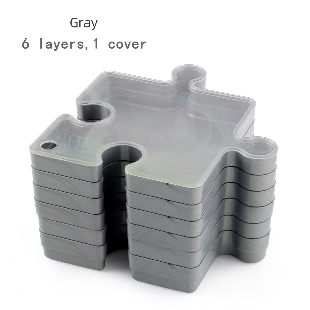 Puzzle Storage Box with 6 Layers for Classified Organization (only storage box,without puzzles): GRAY