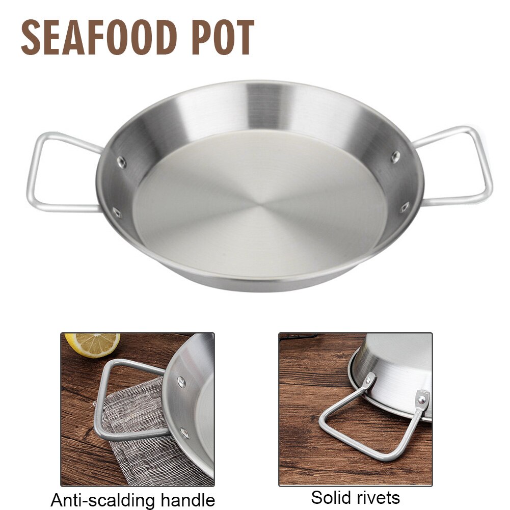 Double Ear Paella Shallow Frying Spaghetti Restaurant Stockpot Seafood Pot Noodles Cooker Cooking Tool Stainless Steel Flat