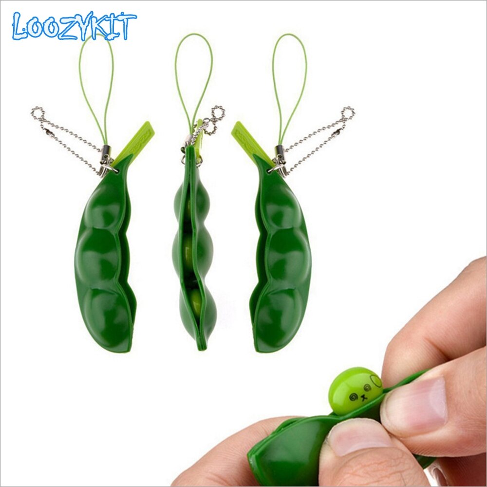 Decompression Edamame Toy Squishy Squeeze Peas Beans Keychain Anti Stress Adult Rubber Boys Xmas Pop It Fidget Stress Toys