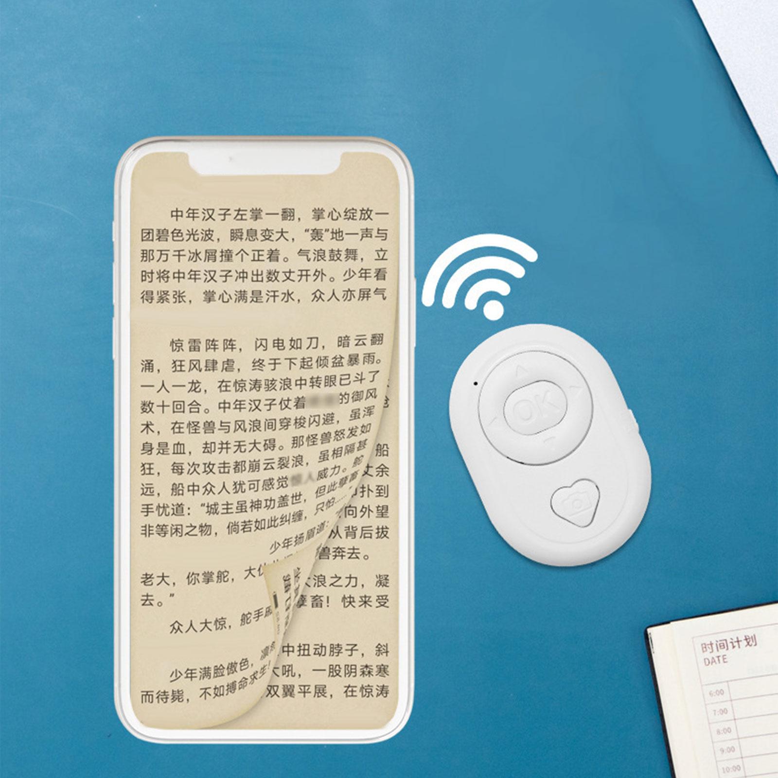 Bluetooth Wireless Camera Remote Control Tiktok Selfie Selfie Shutter Controller for Video Likes Turning E-Book Kids Girl Women: white