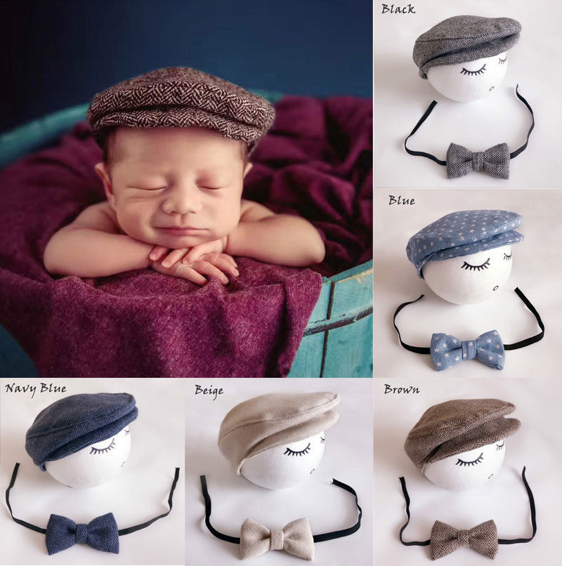 Bebê menino do vintage boné + gravata borboleta 0-1m recém-nascido infantil da criança cavalheiro casual gorro boné