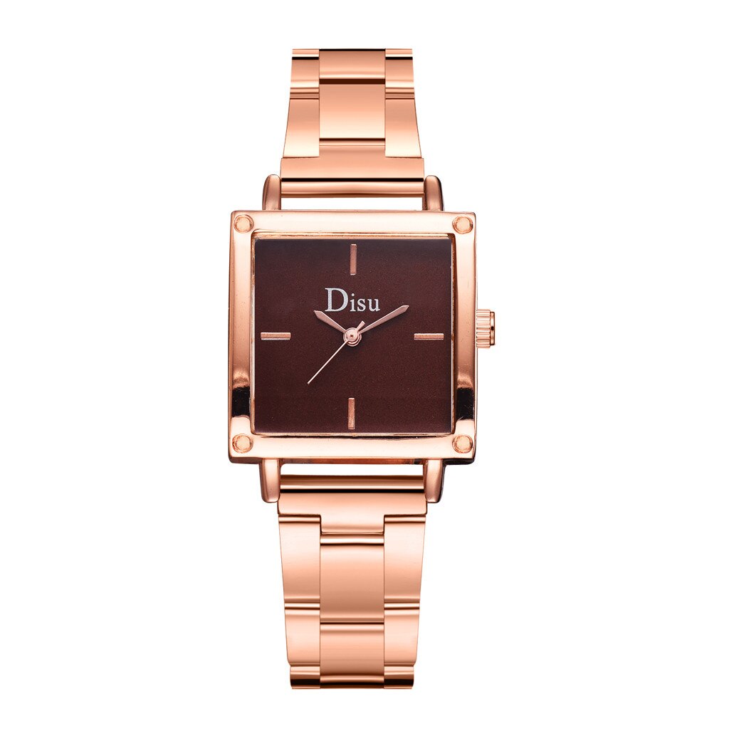 DISU Watch for Women Alloy Steel Strip Women Bracelet Watch Exquisite Square Dial Clock Quartz WristWatch Reloj: C