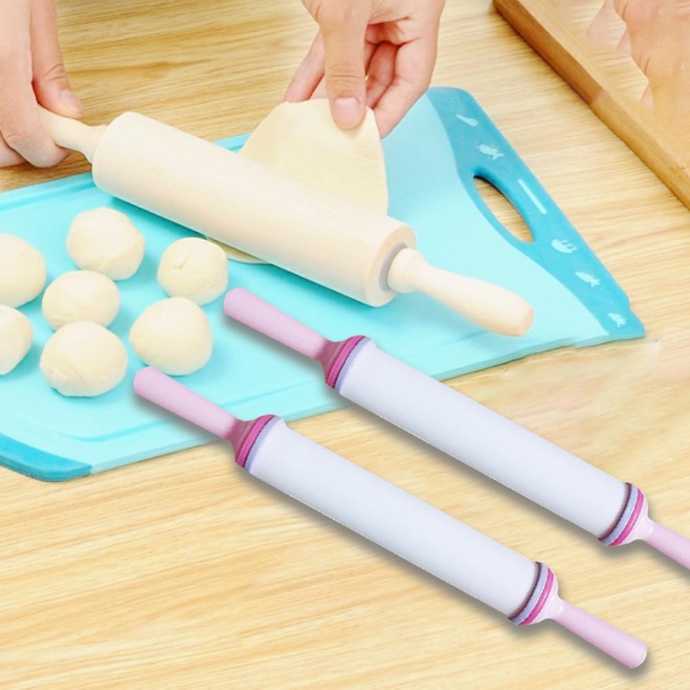 Silicone Rolling Pin Baking Cookies Biscuits Fondant Dough Roller PP Non-Stick Rolling Pin Embossing Mold DIY Baking
