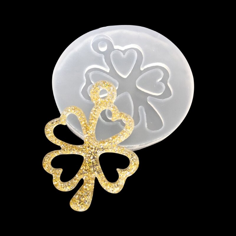 UV Resin Jewelry Liquid Silicone Mold Clover Bell Tree Frame DIY Jewelry Pendant 50PB