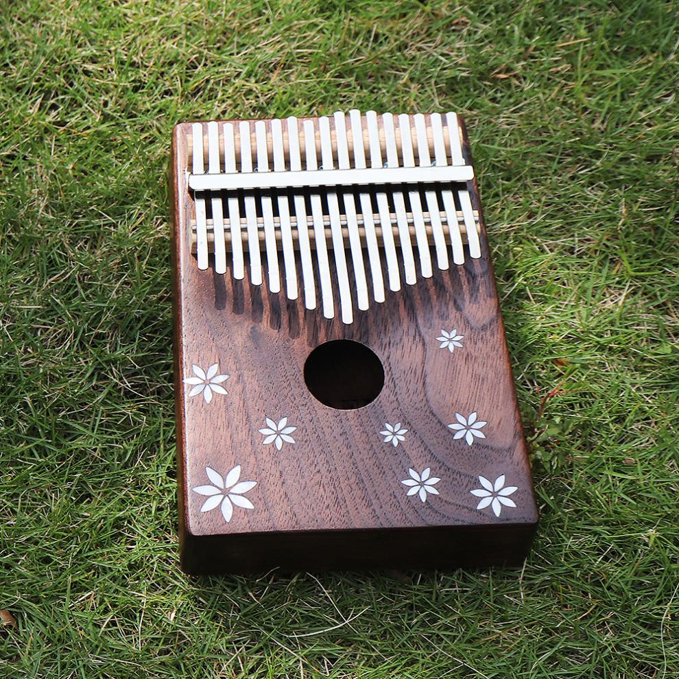 Thumb Piano 17 Sleutel Kalimba Acacia Wood Thumb Piano Met Shell Inlay Zeven Blad Bloem Mbira Natuurlijke Mini Toetsenbord instrument