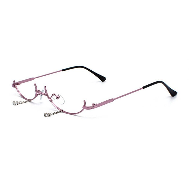 SO&amp;EI Ins Popular Vintage Lower Half Frame No Lens Women Glasses Frame Water Pendant Chain Decorative Glasses Empty Frame