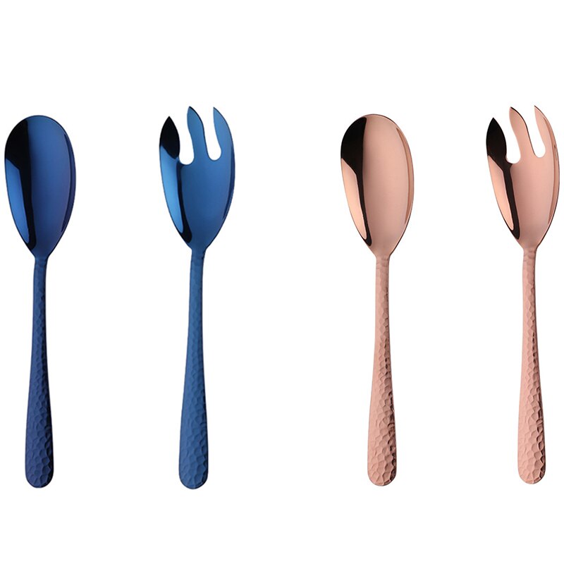 LBER-Juego de tenedor cuchara para servir ensalada grande, cucharas mezcladas, olla , herramienta de papilla, restaurante público, utensilios de cocina con utensilio de Buffet