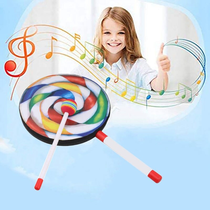 5Pack 8 pollici lecca-lecca tamburo con martello arcobaleno colore musica ritmo strumenti bambini bambino bambini che giocano giocattolo