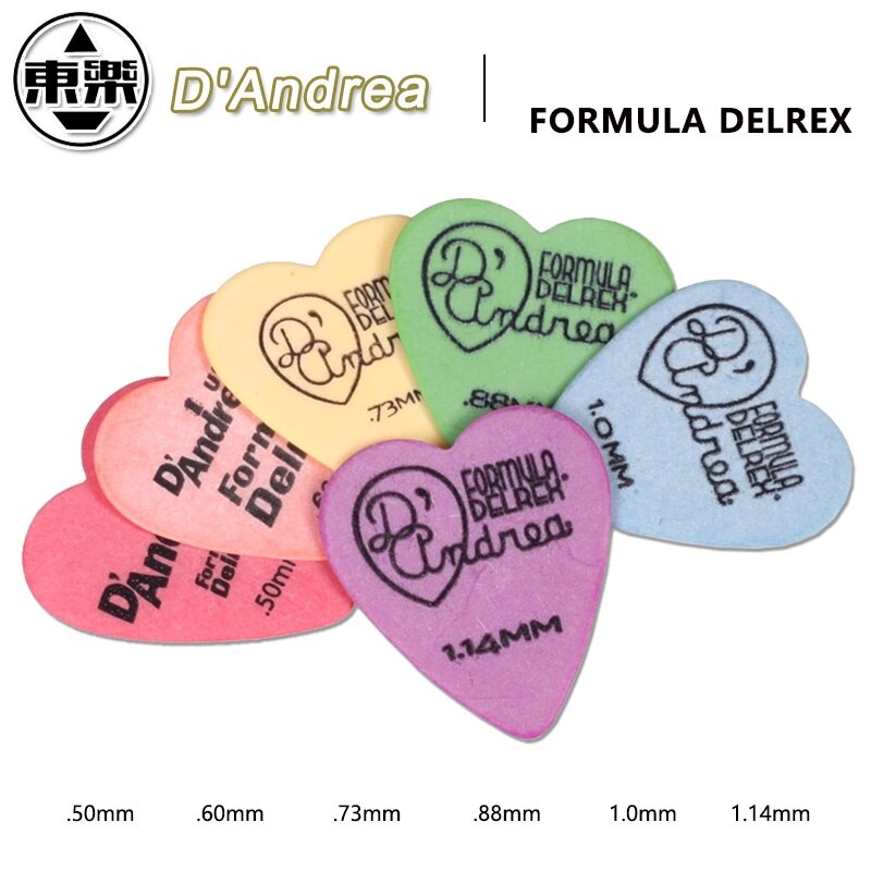 D'Andrea FORMULA DELREX D323 Heart Delrex Shape Guitar Pick Plectrum Mediator for Acoustic Guitar or Electric Guitar