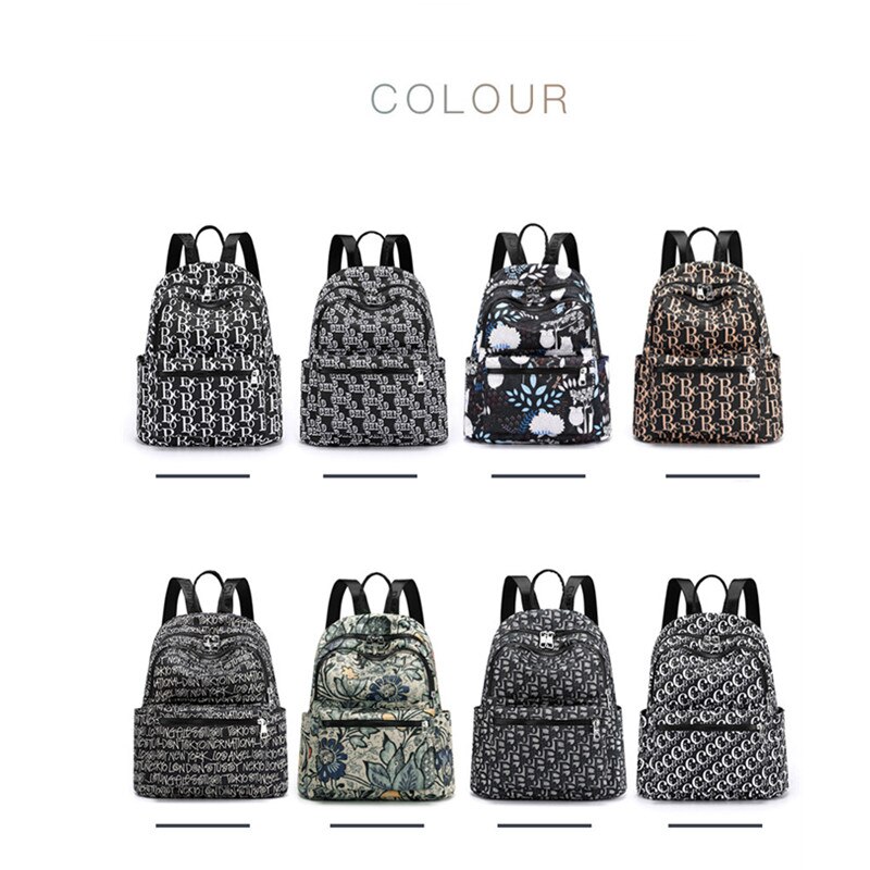 Vento-mochila de viaje para mujer, bolso de hombro de nailon resistente al agua, escolar, suave, con letras,