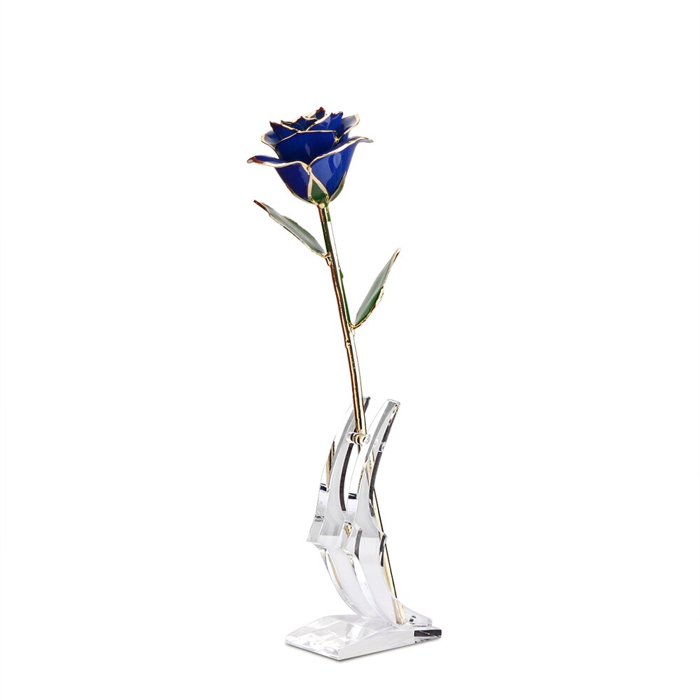Acrylic Transparent Rose Flower Stand Rose Stand Vase Holder For Long Stem 24K Gold Plated Rose Home Decoration