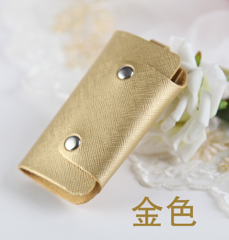 Pu Lederen Sleutel Portemonnee Kaarthouder Leuke Business Organizer Huishoudster Case Sleutelhanger Portemonnees Mannen Vrouwen Pocket Autosleutels Bag: Gold A