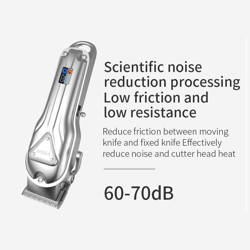 Vgr Zilver Alle-Metalen Kapper Professionele Tondeuse Elektrische Draadloze Lcd Tondeuse Goud Zilver Haar Snijmachine Maaier