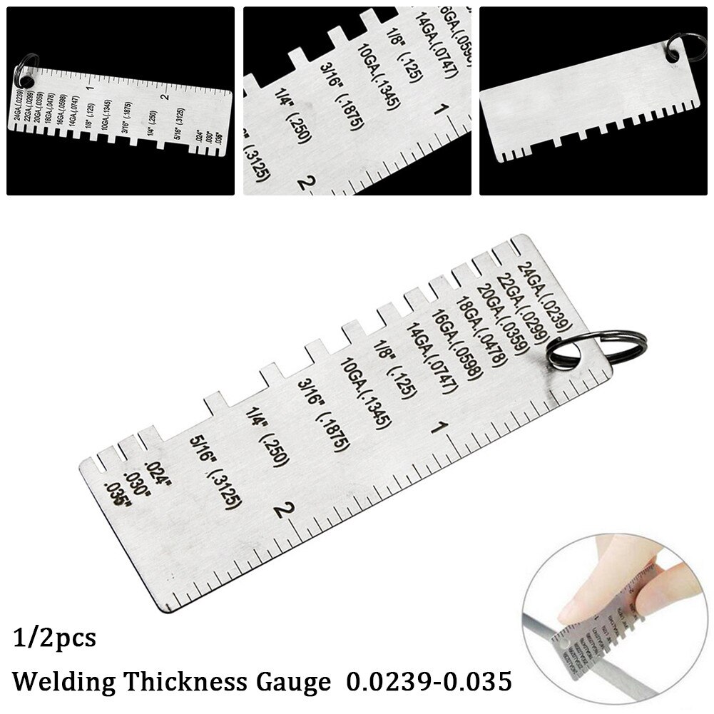 1/2Pcs Stainless Steel Metal Weld Thickness Gauge Metalworking Welding Gauges Electroplating Size Measuring Inspection Tool
