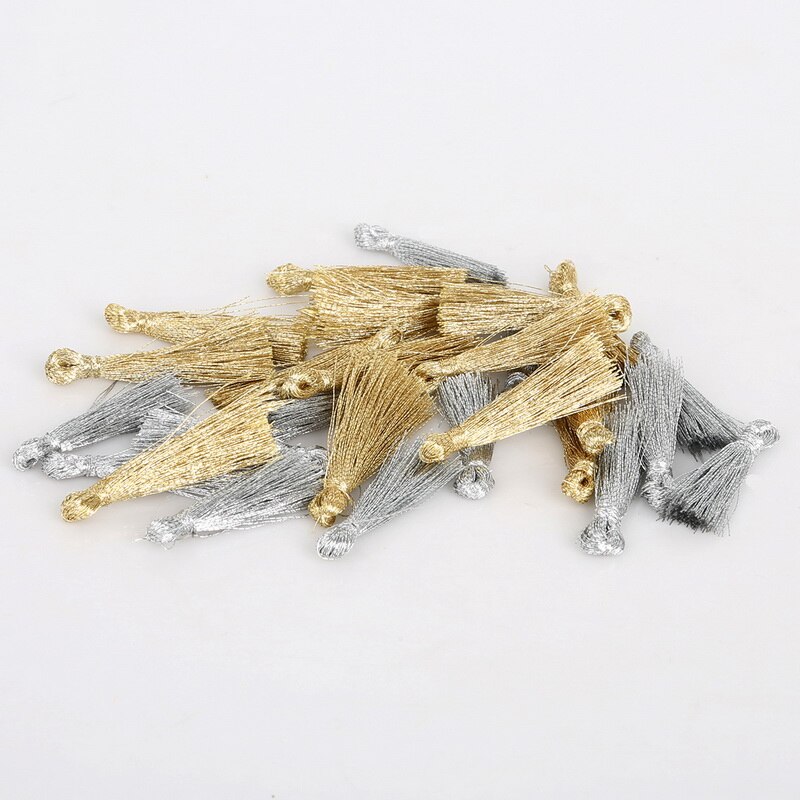 25mm 10 stk metallisk lille mini kvast vedhæng beklædningsgenstand dekorativ kvast til diy smykker gør øreringe fund sølv / guld: Bland farve tilfældigt