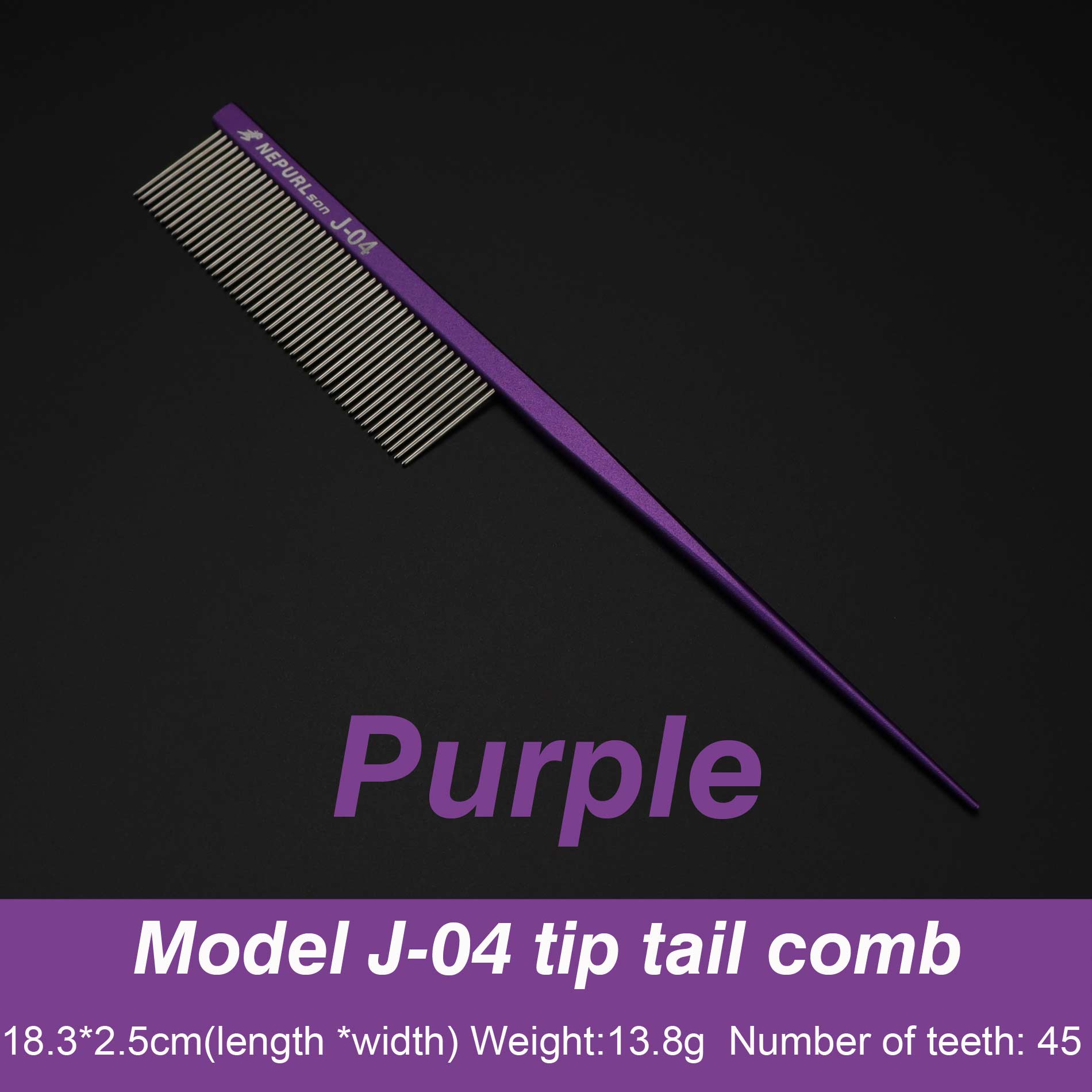 Metalen Kam Voor Huisdieren, Kam Voor Honden En Katten, Rvs, Haarborstel Voor Pet Grooming: tail comb Purple