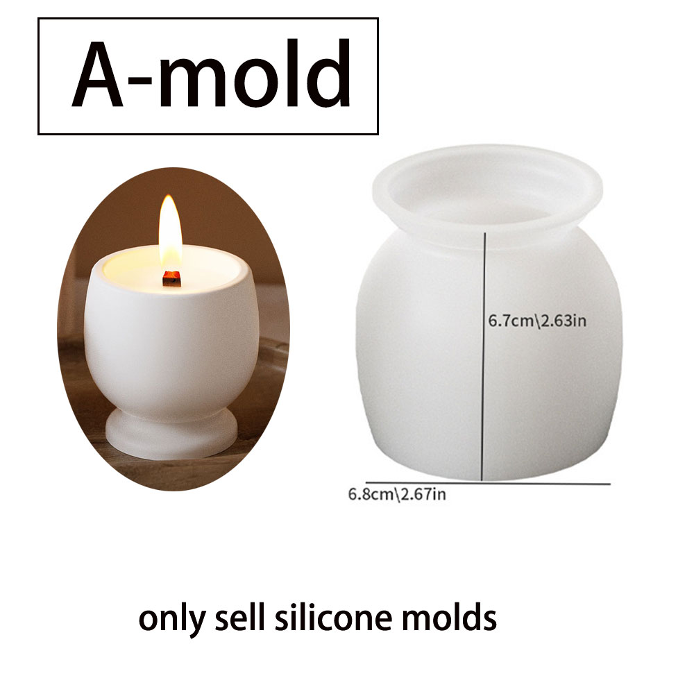 Taza de vela de hormigón, molde de silicona, candelabro de rayas DIY, fabricación artesanal, tarro de almacenamiento de yeso de resina, moldes de fundición para decoración del hogar: Verde claro