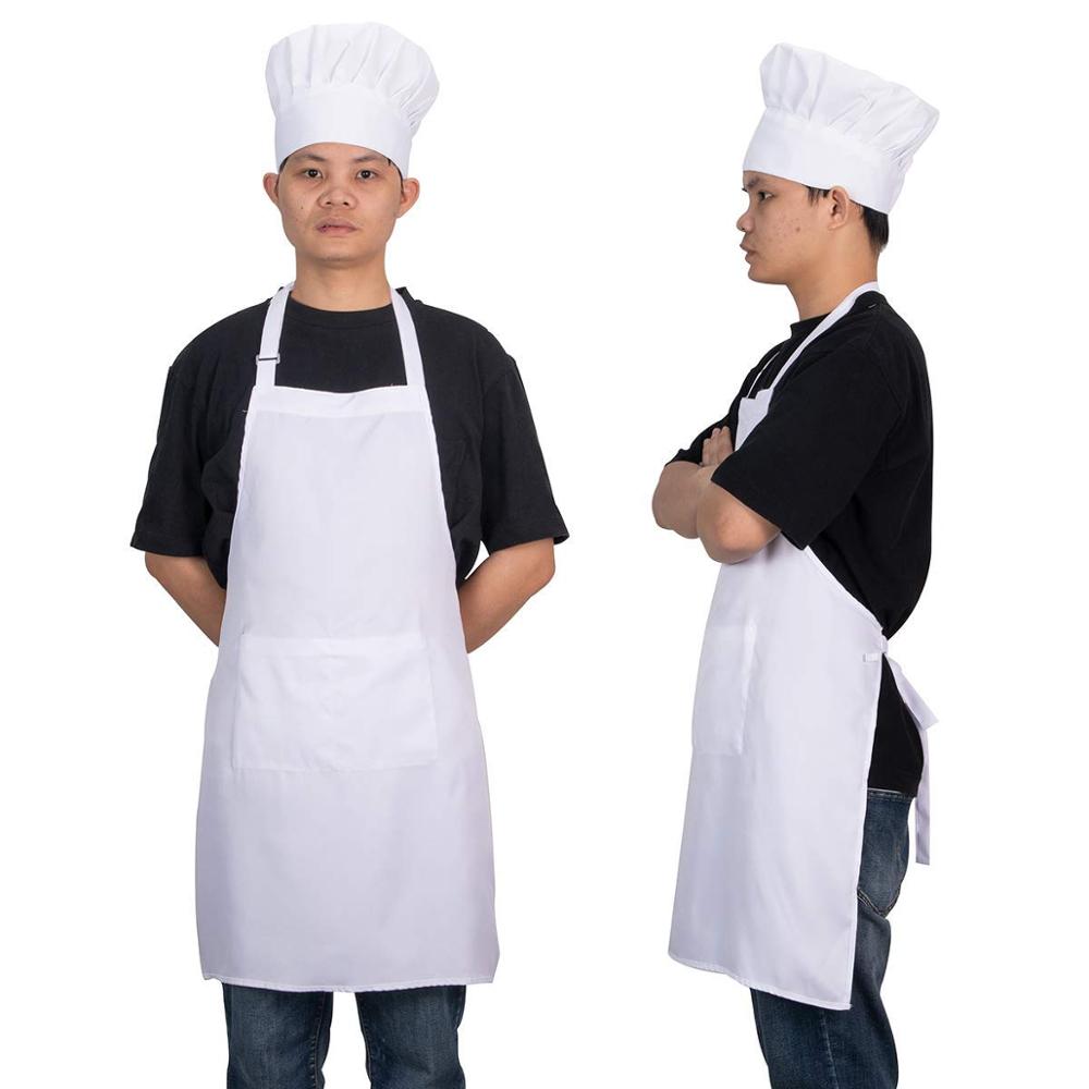 1 Juego de delantal, conjunto de gorro de Chef, delantal ajustable de media longitud para adultos, delantal de cocina a rayas para Hotel, restaurante, Chef, camarero