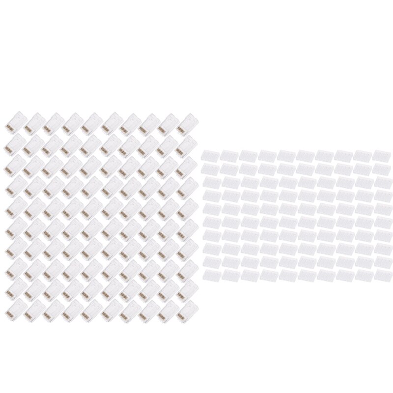 100Pcs RJ45 CAT6 8-Pin Modular Plugs UTP Unshielded Version With Loading Bar