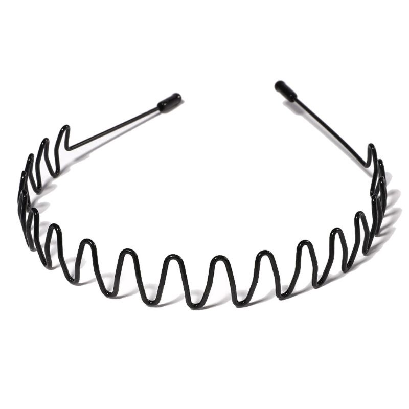 5 stk unisex enkelt svart metall plast hårbøyle fjær bølget vask ansikts hodebånd
