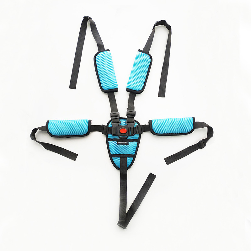 5-punts babyharnas universeel voor de meeste baby buggy kinderstoel veiligheidsgordel met kruis schouder taille pad babyaccessoires: Sky Blue