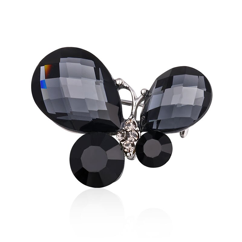 Shiny Black White Crystal Butterfly Insect Broches voor Vrouwen Rhinestone Animal Broche Pins Elegante Accessoires Sieraden