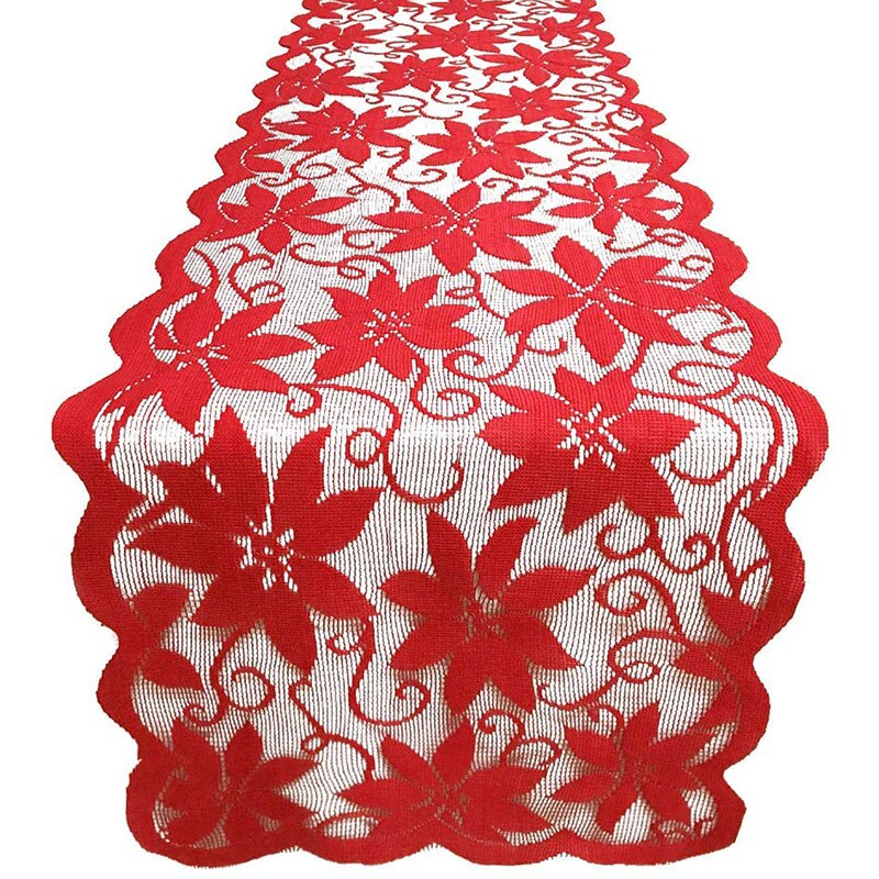 Kerst Rode Bloem Tafelloper Red Lace Tafel Bunting Familie Eettafel Kerst Scène Decoratie Tafelkleed