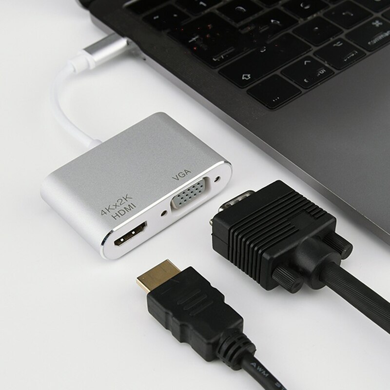 USB C HUB di Tipo C a HDMI VGA Converter 4K Thunderbolt 3 per il Computer Portatile Mac-book Google chromebook Pixel Usb-C Hub Hdmi