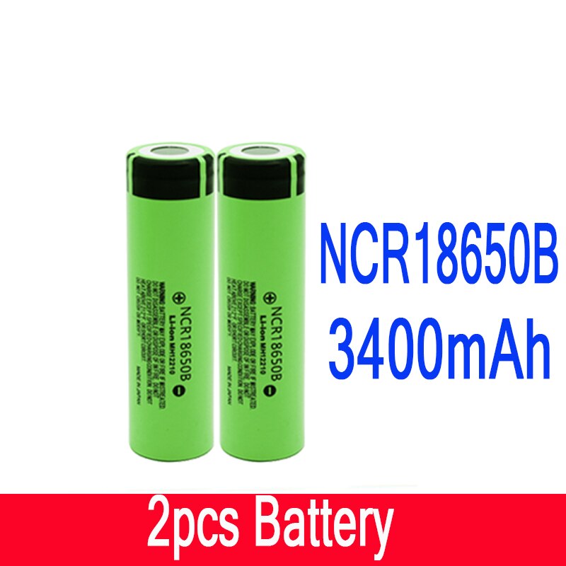 Baterías recargables originales 18650 NCR18650B 3,7 v 3400mah 18650, batería de repuesto de litio para linterna, cargador de baterías: Black