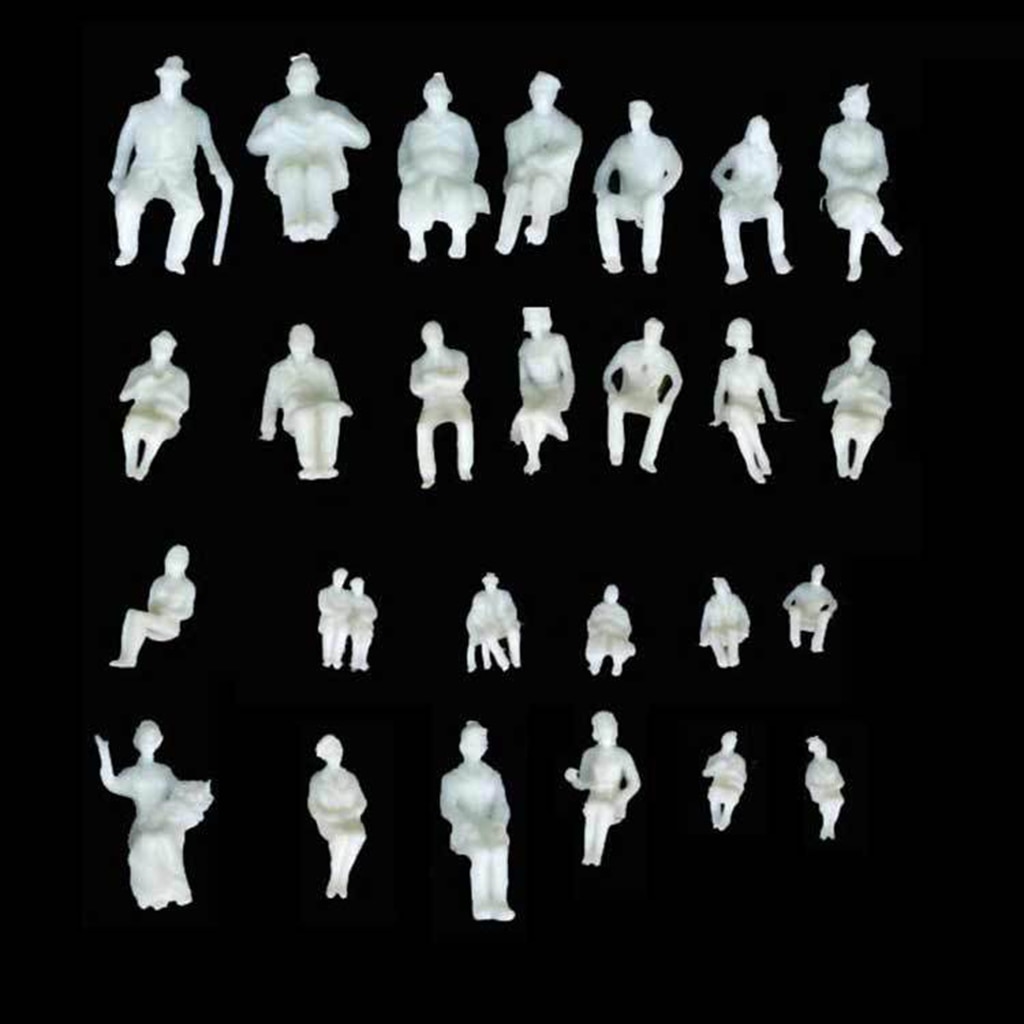 20 Pieces 1:25 Scale White Mini Sitting Postures People Figure