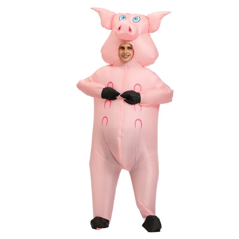 Inflatable Pig Costume Halloween Cosplay Fancy Dress Adult Funny Blow up Outfit E65D