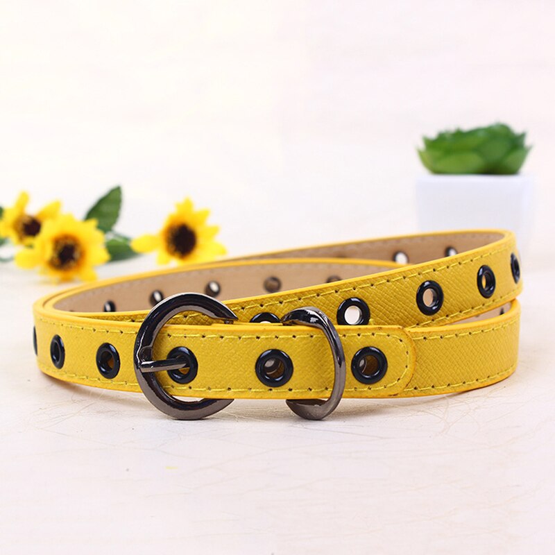 Jongens Meisjes Taille Riem Klassieke Kinderen Riem Pu Leer Snoep Kleur Tailleband Lichtmetalen Gesp Taille Riem Mode Decoratieve Riem: YELLOW