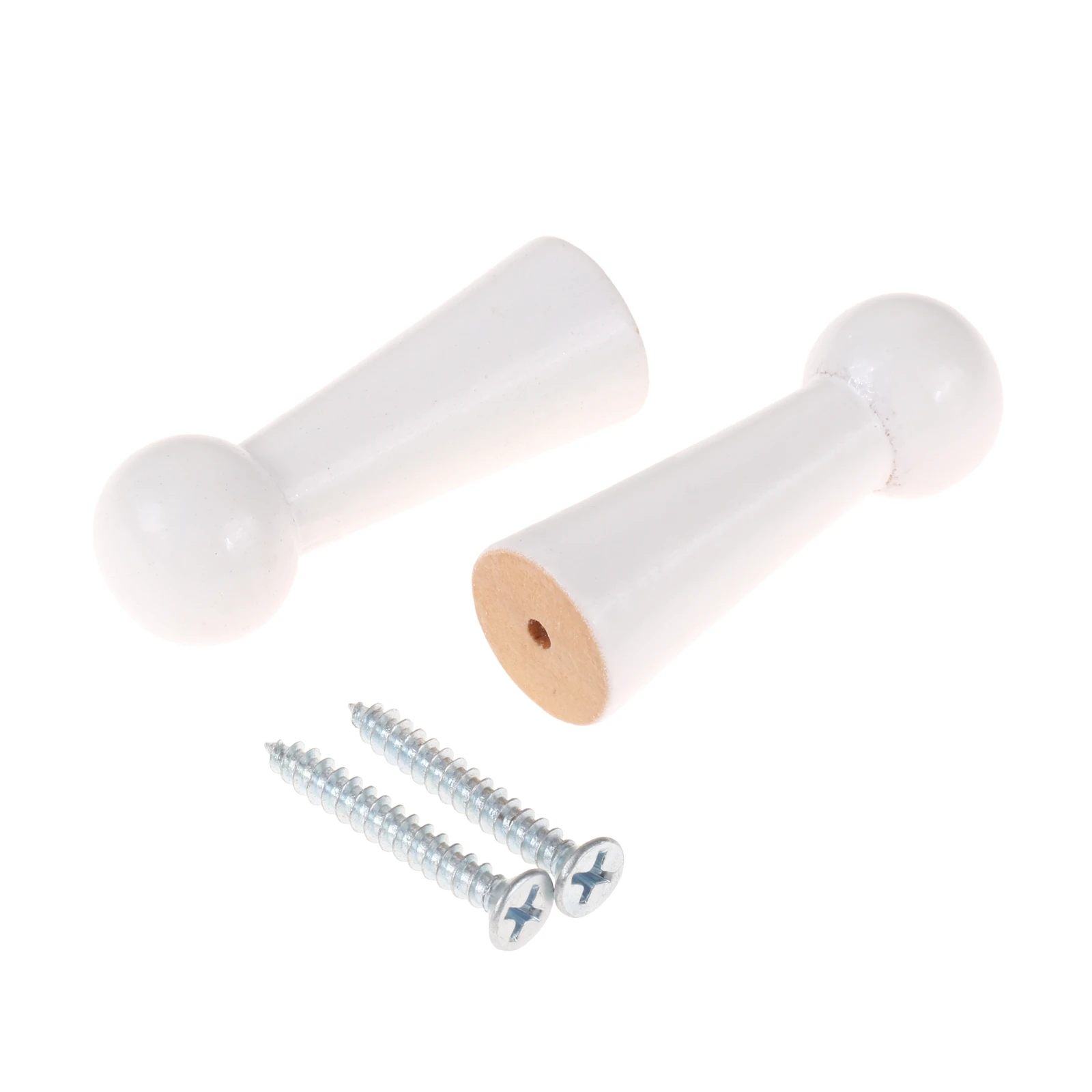 2 Stuks Houten Peg Hangers 50Mm Eenvoudige Pop Vormige Decoratieve Opknoping Jas Handtas Handdoek Muur Gemonteerde Haken Rack M3 Gat En Schroeven